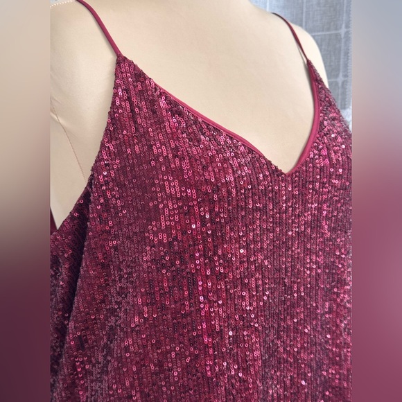 EUC Calvin Klein Plus Size Sequins All over Sparkle Spaghetti Strap Top - Picture 4 of 7